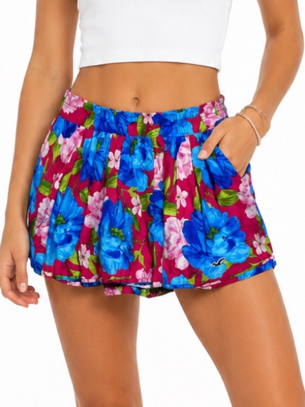 Y2K Hollister Mini Skirt size Large Floral blue pink